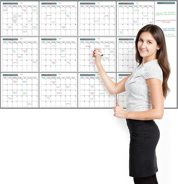 Large Undated Wall Planner 58 x 37 Inch 12-Month Dry Erase Wall Calendar for Home, Office Year Planning