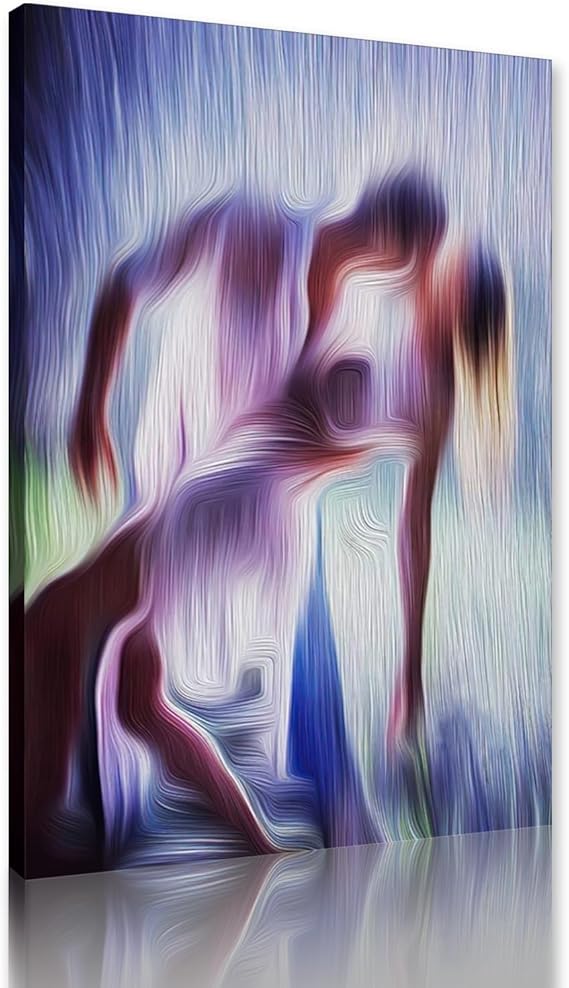 Modern Abstract Wall Art Sexy Couple Lover Dancing Painting on Canvas Picture for Home Decor Living Room Bedroom Hotel Bar, Framed 12'' x 16''