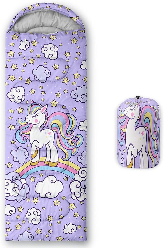 Axolotl Unicorn Sleeping Bag for Kids Boys GirlsLightweight Warm Cold Weather Sleeping Bags,Waterproof Portable Sleeping Bag with Compression Sack for Camping Backpacking Outdoor Indoor