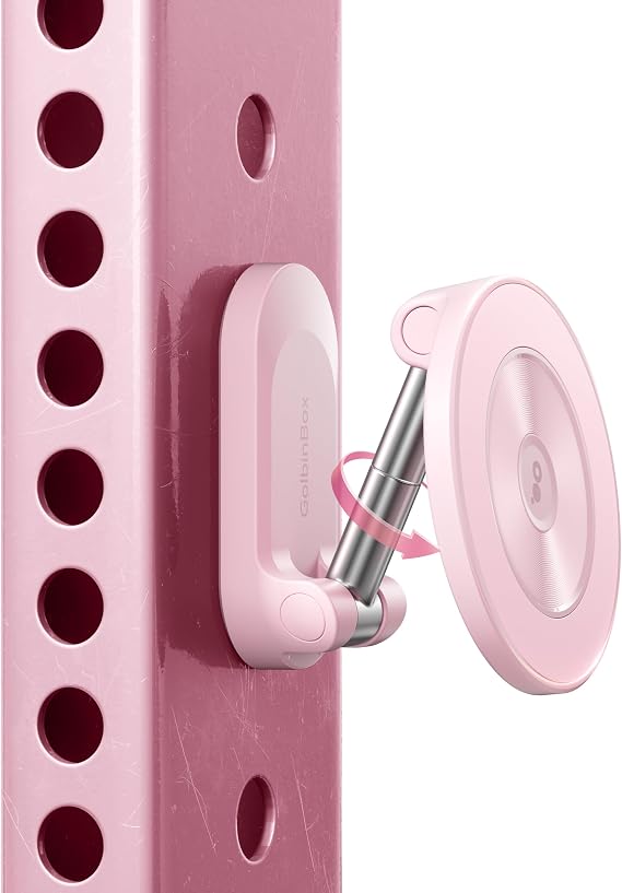 GolbinBox All Metal Dual Magnetic Gym Phone Holder for MagSafe, Pink