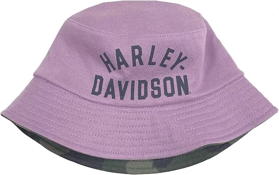 Harley-Davidson Little Girls' H-D Logo Reversible Bucket Hat - Lavender/Camo