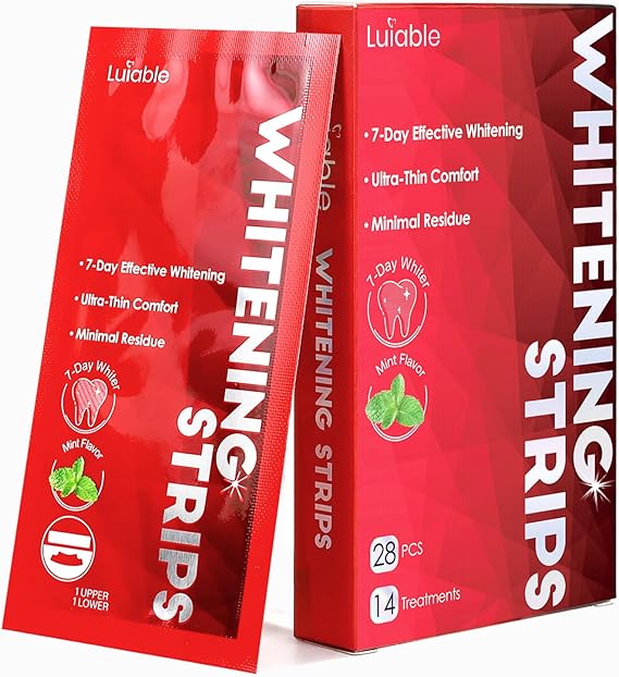 Teeth Whitening Strips for Tooth White: Professional Dentist Formulated Teeth Whitener Enamel-Safe Non-Slip 28 Strips 14 Treatments