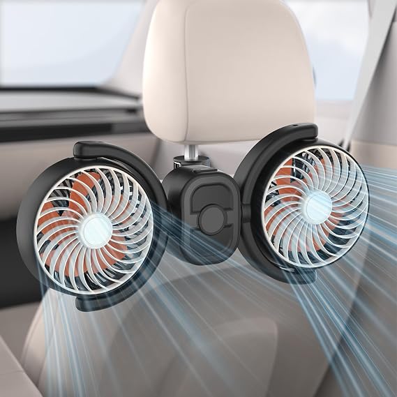 Hayousui 4000mAh Battery & USB Powered Backseat Car Fan for Kids,3 Speed