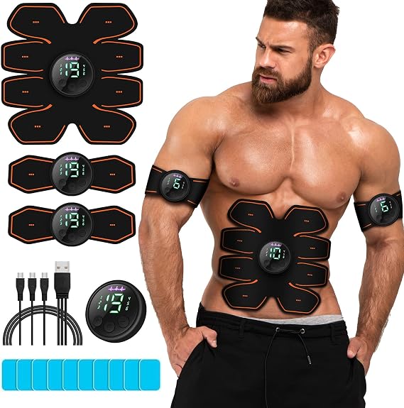 ABS Stimulator Workout Equipment, Ab Machine USB Rechargeable Gear for AbdomenArmLeg, Strength Training Equipment for Men and Women