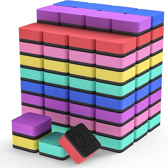 MaxGear Dry Erase Erasers, 108 Pack Magnetic Whiteboard Erasers, 6 Colors