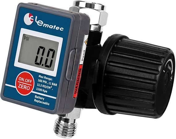 LE LEMATEC Digital Air Regulator & Gauge for Spray Paint Gun, HVLP, 160 PSI