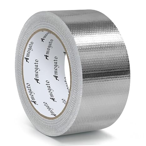 Fiberglass Aluminum Foil Tape 2 inch x 66 Feet - High Heat Resistant (500F) for Exhaust Pipe Repair, Muffler, Automotive & HVAC Duct Sealing - Heavy Duty, Flame Retardant, Easy Tear