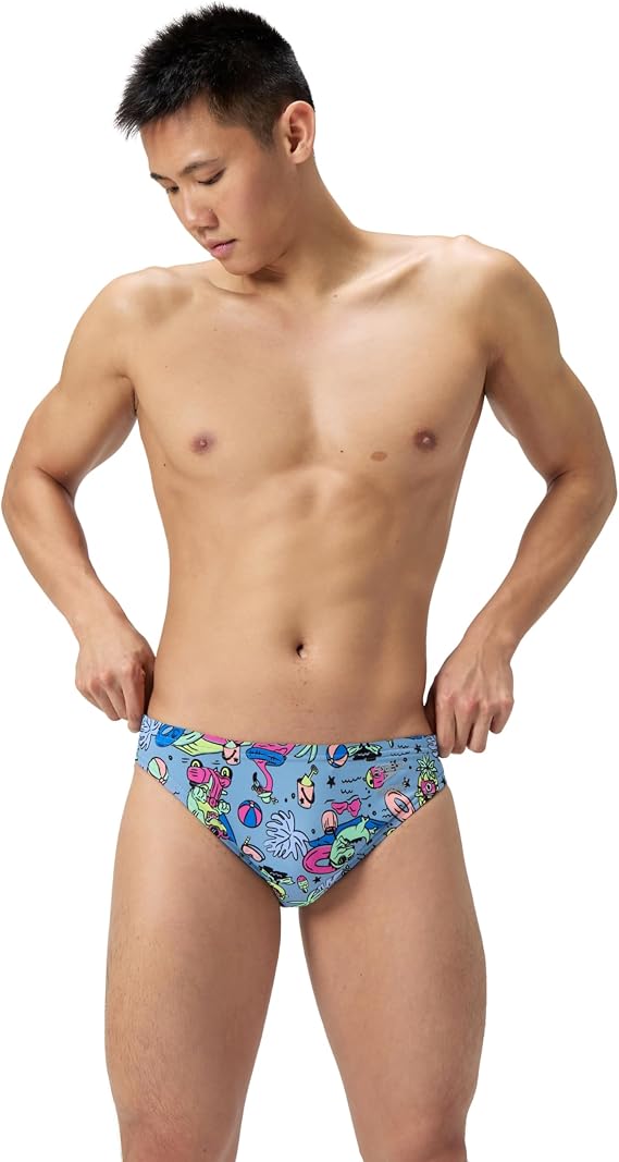 Speedo Mens Swimsuit Brief Endurance+ Printed Team Colors