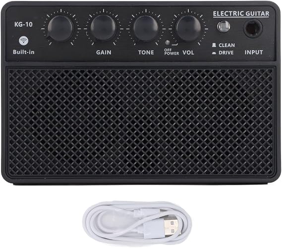 Mini Guiatr Amp, 10W Portable and Rechargeable Electric Guitar Practice Amplifier for Daily Practice