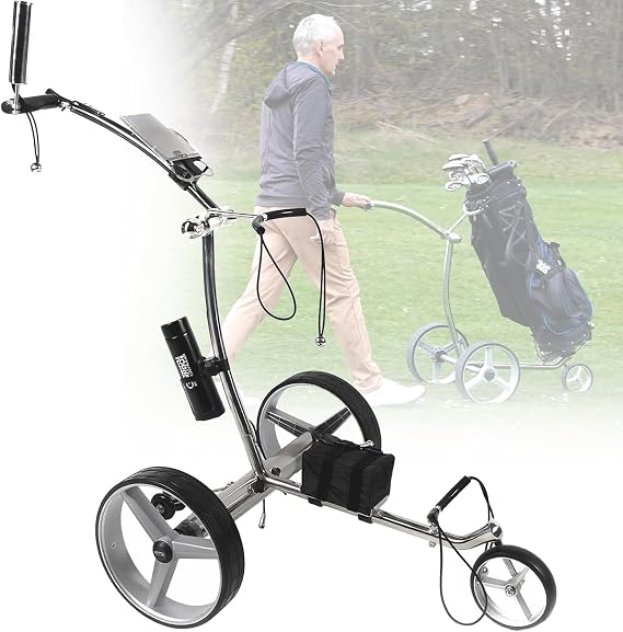 Electric Golf Trolley, Remote-Controlled, 3 Wheels, Dual Motor, 20km Range, Cruise Control, Memory Function, 9 Speed Settings
