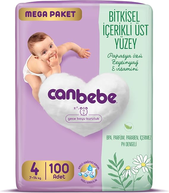 Canbebe Bebek Bezi 4 Beden (7-14 kg) 100 Adet