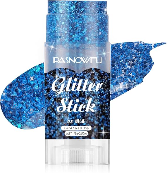 Blue Body Glitter Stick, Fantasy Face Glitter for Women and Girls, Gel Texture Costume Accessories for Festival Party Makeup, Long Lasting Concert Stage Performance