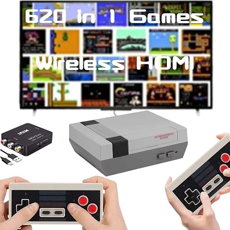 Classic Mini Retro Game Console Built in 620 Video Games,Av and HDMI Output Plug and Play Game System with Dual Wireless Controllers. (Off-White)