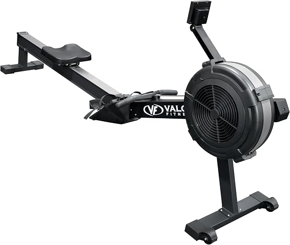 Valor Fitness Air Rowing Machine Full-Body Cardio Rower with Adjustable Resistance, LED Monitor, Wheels & Compact Foldable Design for Home Gym & High-Intensity Workouts