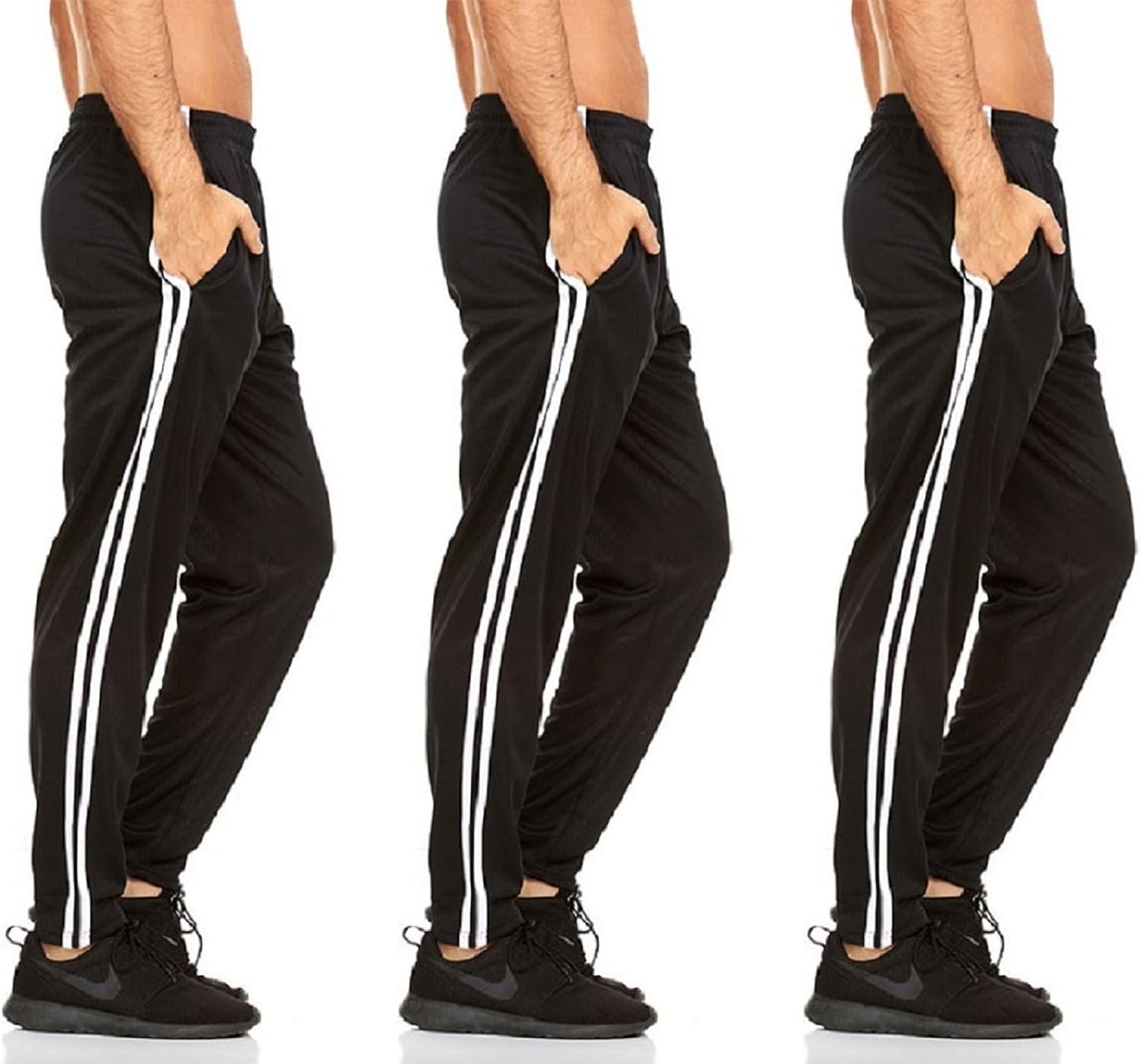 DARESAY 3 Pack: Mens Athletic Pants with Pockets, Mens Sweatpants, Mens Lightweight & Breathable Joggers Up to 3XL