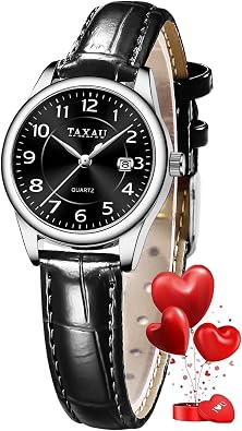 Taxau Womens Leather Watch Casual Classic Dainty Women's Dress Watch Business Fashion Waterproof Wrist Watches for Women Analog Quartz Easy Read Ladies Watches with Date