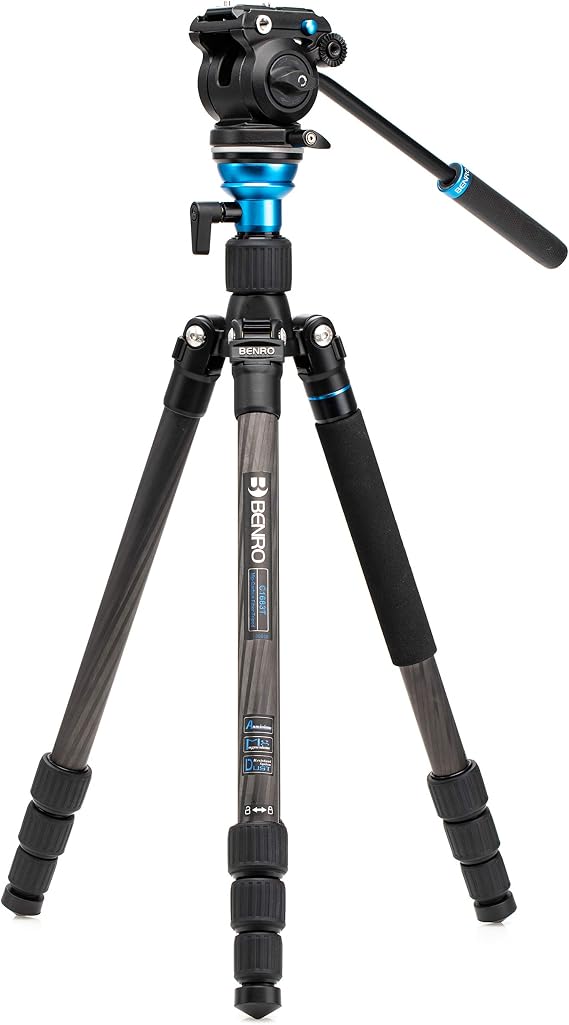 Benro Aero 2 PRO Carbon Fiber Travel Video Tripod, Twist Leg Locks, Leveling Column and S2PRO Video Head (C1683TS2PRO)