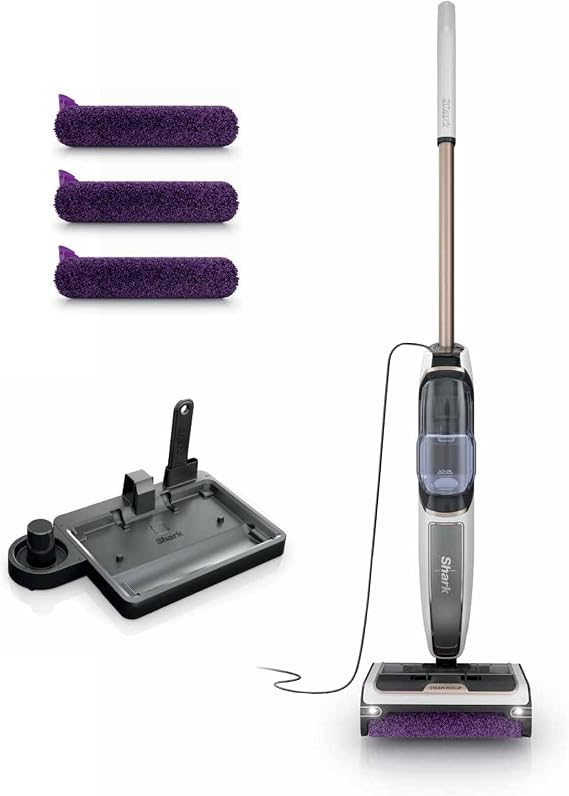Shark Steam Pickup 3-in-1 Steam Mop Picks Up Debris, Deep Scrubs, Steam Sanitizes - All At Once, Lightweight Steam Cleaner for Home, Steam Cleaner for Hardwood, Tile & Laminate, White, SD205CCO