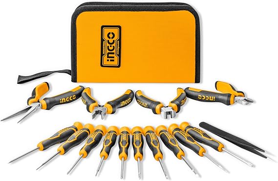 INGCO 15 PCS Plier Sets and Screwdriver Sets Diagonal cutting pliers Long Needle-nose pliers end cutting pliers for small appliance repair, small hobby projects