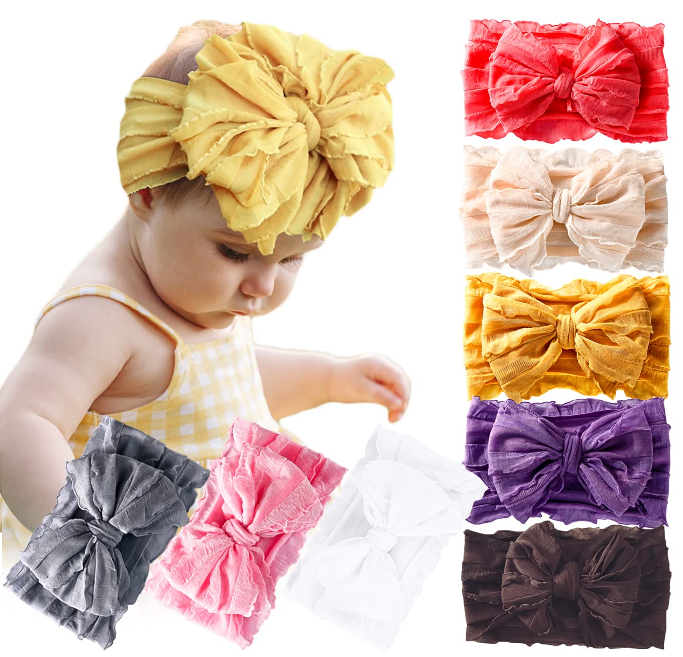 DANMY Baby Girl Elastic Headbands Newborn Toddler Hairbands Bows Children Soft Headwrap Hair Accessories