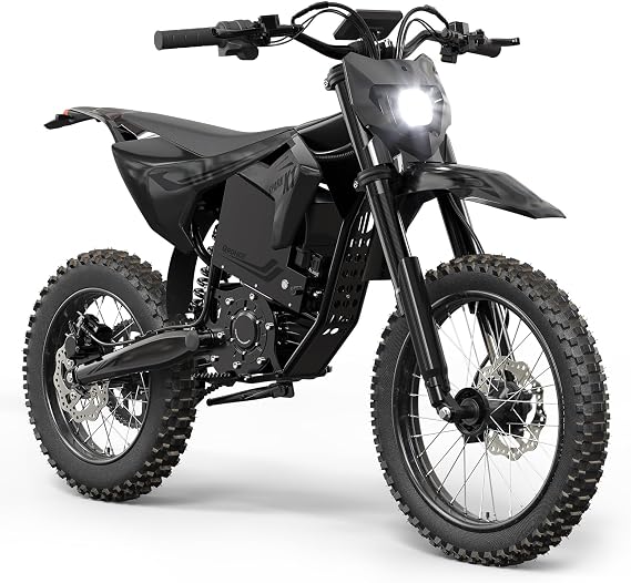 QRONGE X1 Spark Electric Dirt Bike, Electric-Bike with 60V 28.8Ah Battery, 4500 Peak Motor, Electric Motorcycle for Mountain Off-Road Adults Teens (L)
