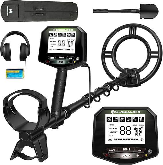 GreenRex Metal Detector for Adults Professional, Waterproof Pinpoint, High Accuracy Gold and Silver Detection, Underwater and Beach Use, 10'' IP68 Coil, Bigger LCD, New Advanced DSP Chip