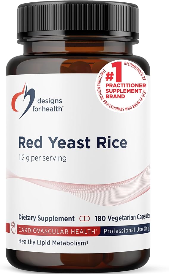 Designs for Health RYR Synergy - Red Yeast Rice Supplement - 1200mg Red Yeast Rice + CoQ10 to Support Cardiovascular Health + Maintenance of Lipid Levels in Normal Range (120 Capsules)