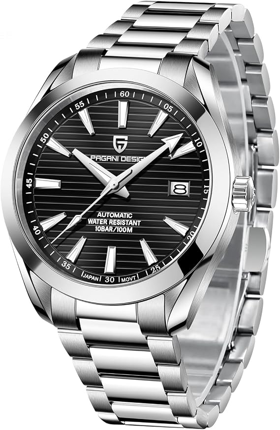 Pagani Design Men's Automatic Watch NH35 Japanese Movement Sapphire Glass Stainless Steel Strap Waterproof 100