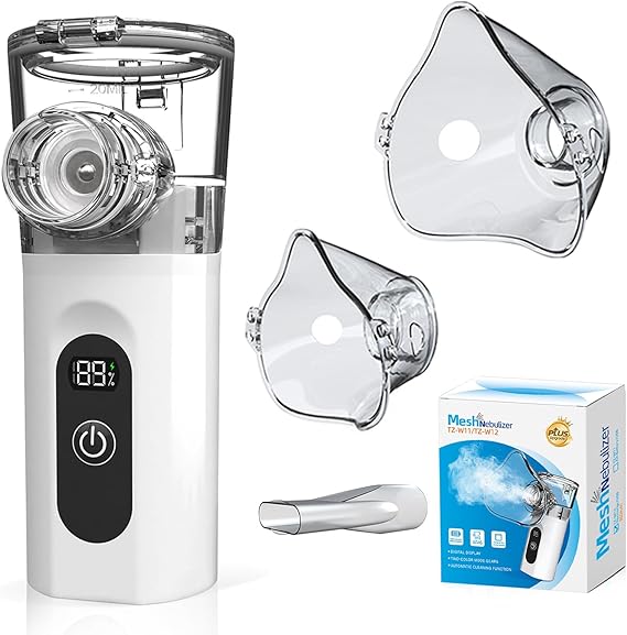 Portable Nebuliser Machine for Adults and Kids, Handheld Nebuliser Inhaler with Digital Display, Spray Nebuliser with Charging Function and Automatic Cleaning Functions Suit for Home and Travel
