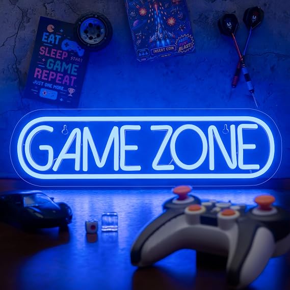 Oyun Bölgesi Neon Tabelaları Oyuncu LED Neon Işık Oyun Bölgesi Neon Tabela Oyun Odası Dekoru, Oyun Alanı, Erkek Mağarası, Bar, Gençler, Arkadaşlar, Erkekler İçin Hediye (Mavi)