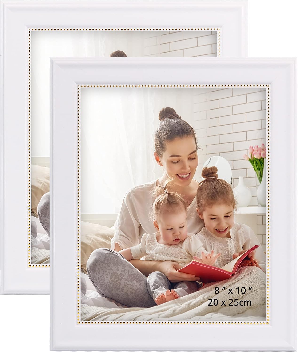 GraduationMall 4x6 Picture Frames, Real Glass, Display Photos for Wall or Tabletop, Black with Silver Beads, 2-Pack