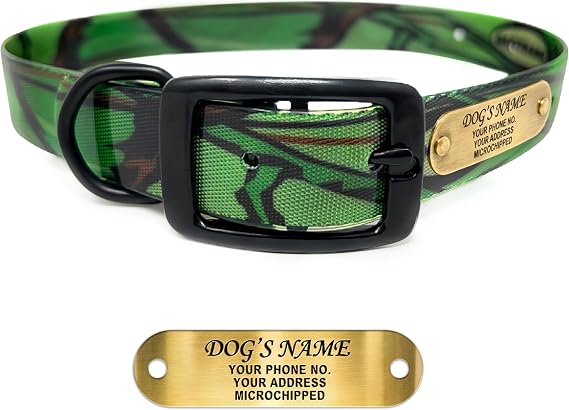 Regal Dog Products Camo Dog Collar, Custom Engraved, Large Green Camouflage