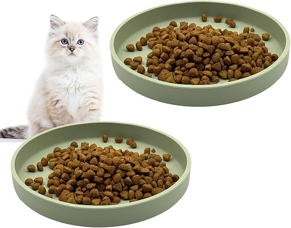 2 Pcs Silicone Dog Bowl 7 Relief Whisker Fatigue Cat Dishes Set | Cats Food Bowls Non-Slip Kitten Dish Plates for Dry and Wet Food 7 Across x 0.98 Tall Pet Feeding Bowl