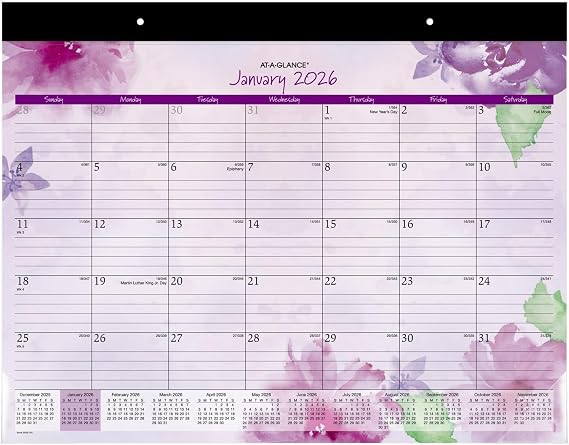AT-A-GLANCE Beautiful Day 2026 Monthly Desk Pad Calendar, Standard, 21 3/4" x 17"