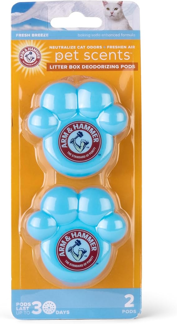 Arm & Hammer Cat Litter Box Deodorizer Pods, Fresh Breeze, 2 Count