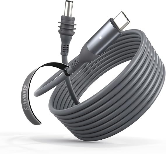 STARWARE Starlink Mini Cable 16FT, 100W Input Waterproof USB C to DC Power Cable with LED Light for Starlink Mini Accessories and 100W+ PD Source, Type C to DC Cord for Travel Camping RV