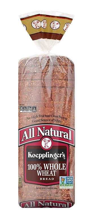 Aunt Millie's Bakeries Koepplinger's Recipe 100 Bread, Whole Wheat, 24 Ounce
