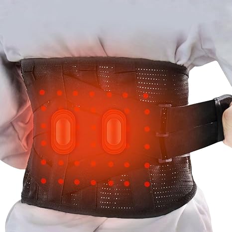 Heated Back Braces - Breathable Back Support Belt with Heating Pad for Lower Back Pain Relief, Lumbar Support for Men and Women for Herniated Discs, Sciatica(L)