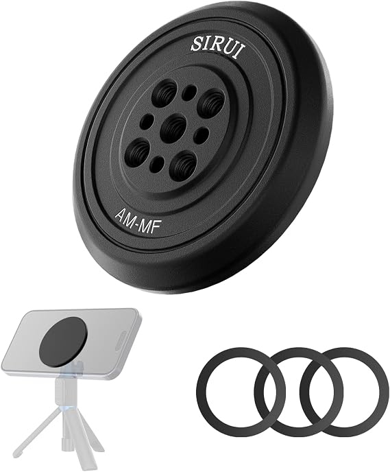 Sirui Magnetic Phone Tripod Mount Adapter with 3 Adhesive Rings Compatible with MagSafe for iPhone 15, 14, 13, and 12 Series, Magnetic Phone Holder for Tripod, Selfie Stick, Magic Arm, AM-MF