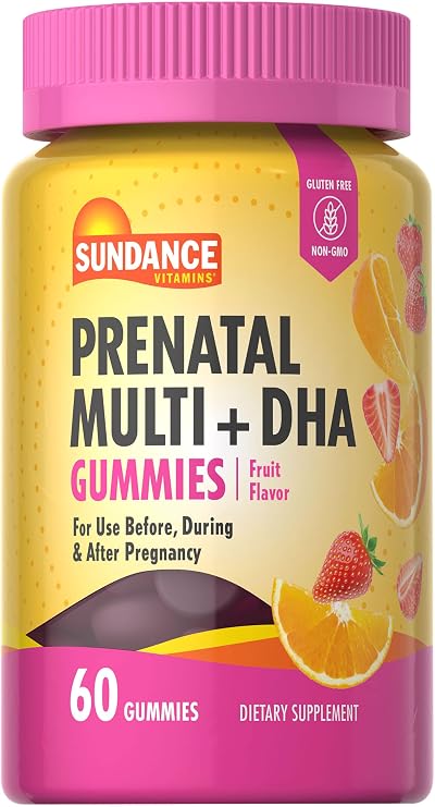 Sundance Prenatal Gummy Vitamin for Women | with DHA & Folate | 60 Count