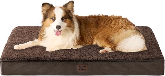 EHEYCIGA Orthopedic Extra Large Dog Bed Mattress XL with Removable Washable Cover for Crate, Brown, 104x68x9cm