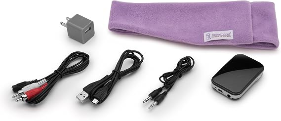 SleepPhones TellyPhones Listen to TV Wirelessly from Bed | Ultra Thin Speakers | Includes Micro USB for Recharging | Up to 13 Hours Playback | Quiet Lavender - Fleece Fabric (Size L)