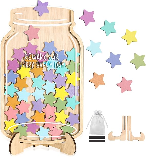 Magnetic Reward Jar, Star Jar Reward System for Kids, Behavior Management Classroom Board Tools, Reward Chart for Kids Students at Home Classroom