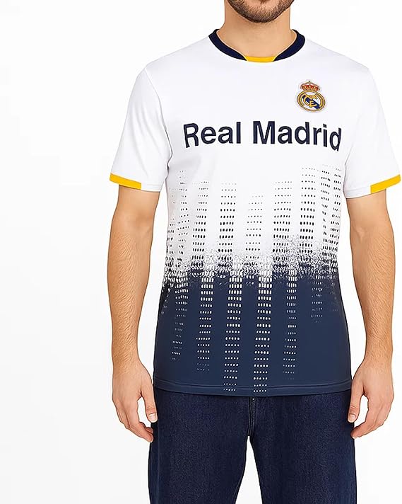 Real Madrid Offically Licensed Jersey - Adult Soccer Game Day Jersey Inspired Shirt | Frequency, White, Small