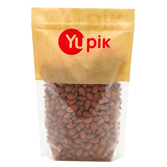 Yupik Roasted Unsalted Almonds, 2.2 lb (35.2 oz), Gluten-free, Kosher, Vegan, Whole Nuts, No Added Salt, Lightly Roasted, Crunchy, Source of Fiber, Healthy Snacks