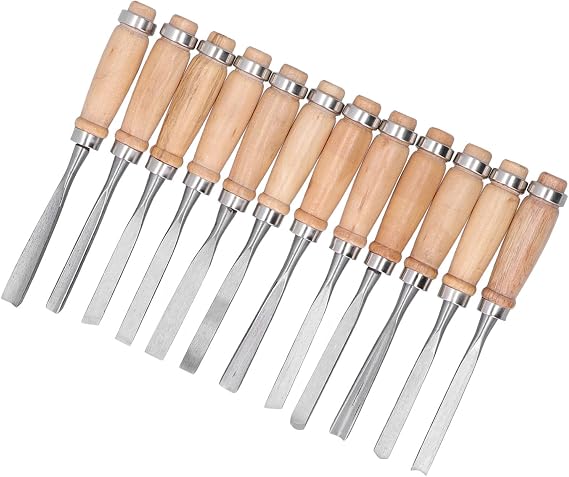 Professional Wood Carving Chisel Set, 12pcs Wood Woodworking Chisels Set with Roll Up Bags for Carpenter