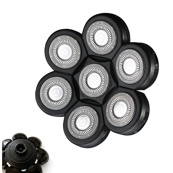 7 Blade Floating Replacement Shaving Head,for Many Main Brands Electric Shaver Razor Bald Men Head Shaver Blades,7 Head Replacement Black