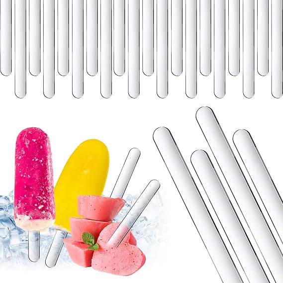 80 Pcs Reusable Acrylic Popsicle Sticks 4.5 in Transparent Cakesicle Molds