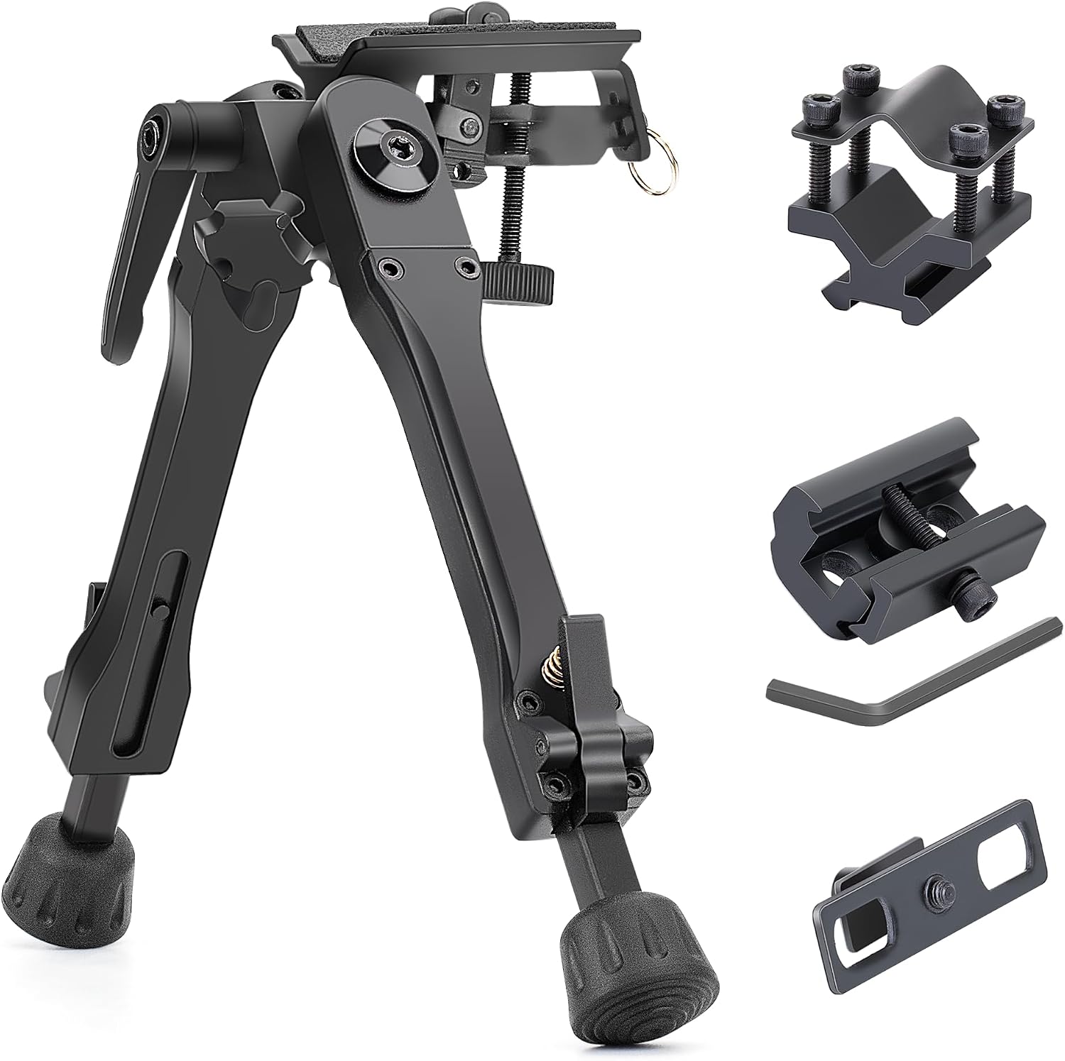 Zeadio Quick-Switch Bipod with 3 Adapters and Sling Stud Mount, features 7-10" Height Adjustment and Tilt-Pivot Head