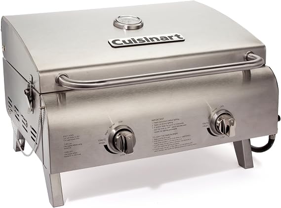 Cuisinart Outdoor Gas Grill, 20,000 BTU, Portable, 2-Burner